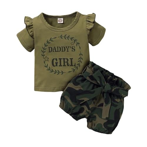 Mikrdoo Baby Girl Clothes Toddler Girl Summer Outfits Shirts Tops Ripped Denim Shorts Set Little Girl Clothes