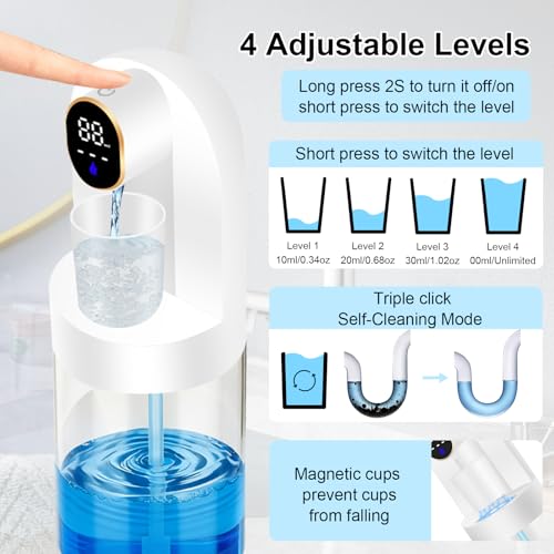 Image of Automatic Mouthwash Dispenser for Bathroom, 20.29 oz Touchless Smart Wall-Mounted Mouth Wash Dispensers, 4 Magnetic Cups, 4 Dispensing Modes, Hands-Free Bathroom Accessories for Home Kids Family-White