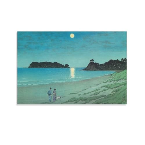 川瀬巴水 日本の浮世絵画家、版画ポスター (124) オフィス ベッドルーム ダイニングルーム装飾 キャンバス 印刷 アートパネル24x36inch(60x90cm)