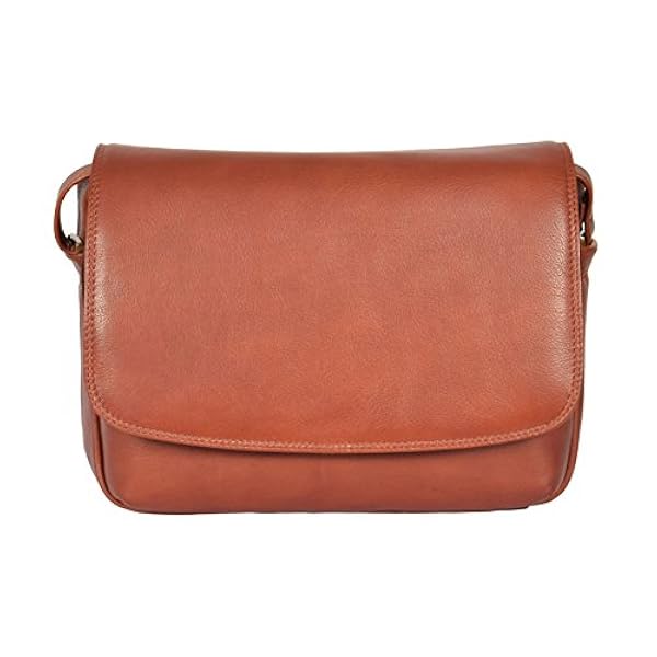 Womens Echt Leer Klassieke Flap over Cross Body Schoudertas Malediven Bruin