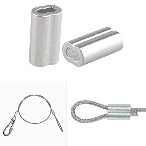 Futheda 100 clips de aluminio con doble férula/agujeros para cable de 1,2 mm, tono plateado