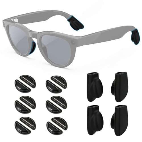 CAISATEQ 10PCS Anti-Slip Set: Ear Grips & Nose Pads Compatible with Ray-Ban Meta Wayfarer/Skyler/Headliner/Gen 2 Smart Glasses (Model RW4006 RW4008 RW4012) (1 PAIR Ear Grip + 8 PCS Nose Pads)