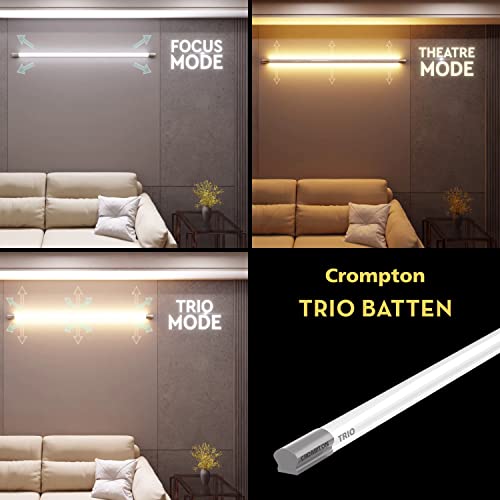 Crompton Trio 22W B22 LED Batten | Aesthetic Design with Ambience Light for Living Room & Bedroom | Indirect Lighting with Focus Mode, Theatre Mode & Trio Mode|4 Feet|Pack of 1