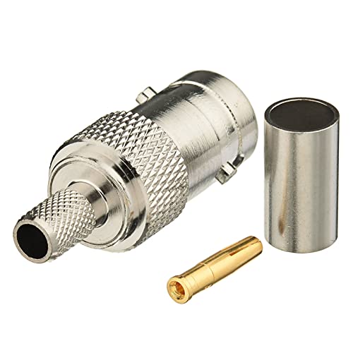 Eightwood 10pcs BNC Female Crimp RF Connector 50 ohm for RG58 RG142 LMR195 Cable