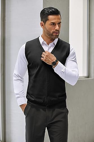 COOFANDY Men's Sweater Vest V Neck Casual Sleeveless Knitted Button Cardigan Vest2