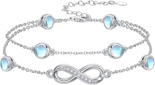 Tobilleras de infinito dorunmo de plata, joyas de piedra natal, regalos para esposa