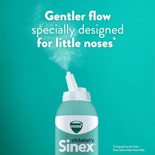Vicks Sinex, Children's Saline Nasal Spray, Drug Free Ultra Fine Mist with Hint of Aloe, Ages 1+, Fast Everyday Stuffy Nose Relief for Kids, Clear Mucus from a Cold or Allergy, 5 OZ x 2 - image 5