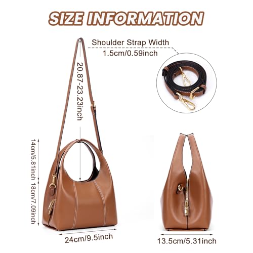 Image of Shoulder Bag for Women Soft Grained Leather Hobo Bags Trendy Handbag Purse Satchel Crossbody for Work, Travel