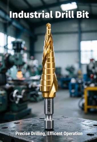 Image of Industrial HSS Step Drill bit 1 /8''-1 /2'' with 1 /4'' Hex Shank, Unibit Double Spiral Flute with TiN Coating for Metal, Stainless Steel, Aluminum, Plastic