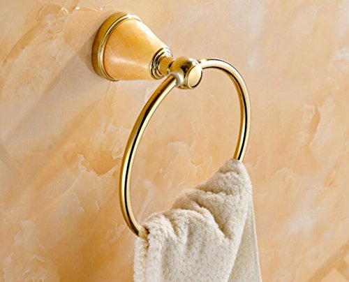 Preisvergleich Produktbild Europaweite Kupfer vergoldet Inlay natürliche Jade Handtuchring, Bad Handtuchhalter, Toilettenartikel