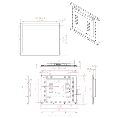 Image of VSDISPLAY 19'' 1280x1024 Industrial Touch Monitor IP65 Front Waterproof | IPS LCD Display,10-Point Capacitive Touch, with H /D VGA Interface for Industrial Outdoor Kiosk Use