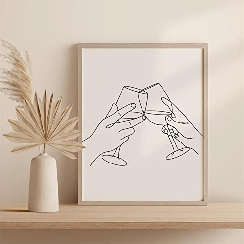 Toile vin ligne art minimaliste 60x80cm tableau affiche de verre à vin sans cadre