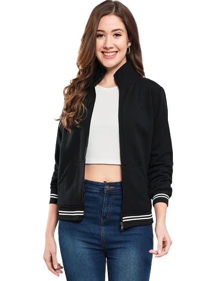 Women's Regular Fit Full Sleeved Zipper High Neck Jacket/Sweatshirt for Winter Wear-picture-57