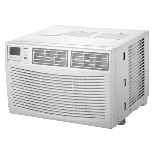 Amana 12,000 BTU Window Air Conditioner, 115V, Cools up to 550 Sq. Ft. for Bedroom, Living Room, Kitchen, with Remote Control, 24H Timer, 3-Speed, Auto-Restart, Digital Display, White