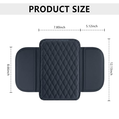 Image of Stacool Upgraded Car Center Console Cover,Microfiber Leather Car Armrest Cover Cushion with 2 Storage Bags,Universal Car Armrest Storage Box (Blue)