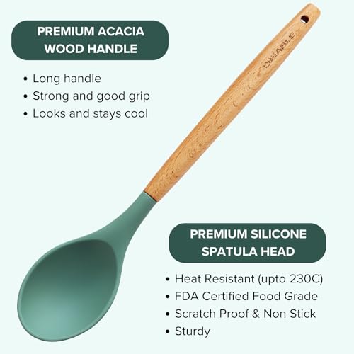Image of FiABLE Premium Silicone Spatula Set of 3 for Non Stick pan, Spatula Set for Cooking - Heat Resistant, FDA Certified - Hybrid Combo of 3 Green