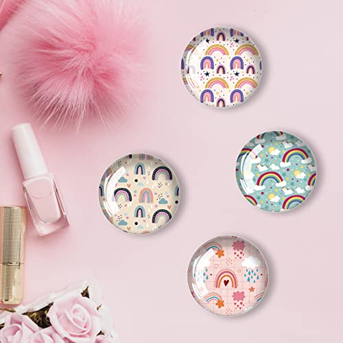 Bamsod 12 Pcs Glass Strong Refrigerator Magnets,Rainbow Pattern Series Magnets Whiteboard Magnets Glass Fridge Magnets For Office Cabinets Round Fridge Stickers Home Kitchen Decor (Rainbow1) #TOP3