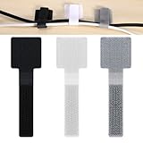60 Pack Adhesive Cable Clips Hook and Loop Cable Ties, Hook and Loop Clips Straps Cord Organizer for Appliances Wire Management Suitable for Office and Home, Organize Desktop Wires Network Cables