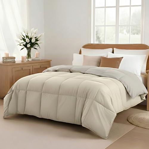 Modern Threads Down Alternative Reversible Comforter Ivory/Taupe Twin