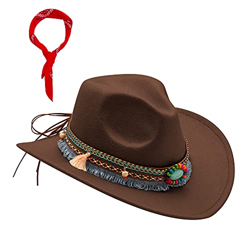 jingsha Kids Cowboy Hat Western Felt Cowgirl Hat with Belt for Toddler girls boys4