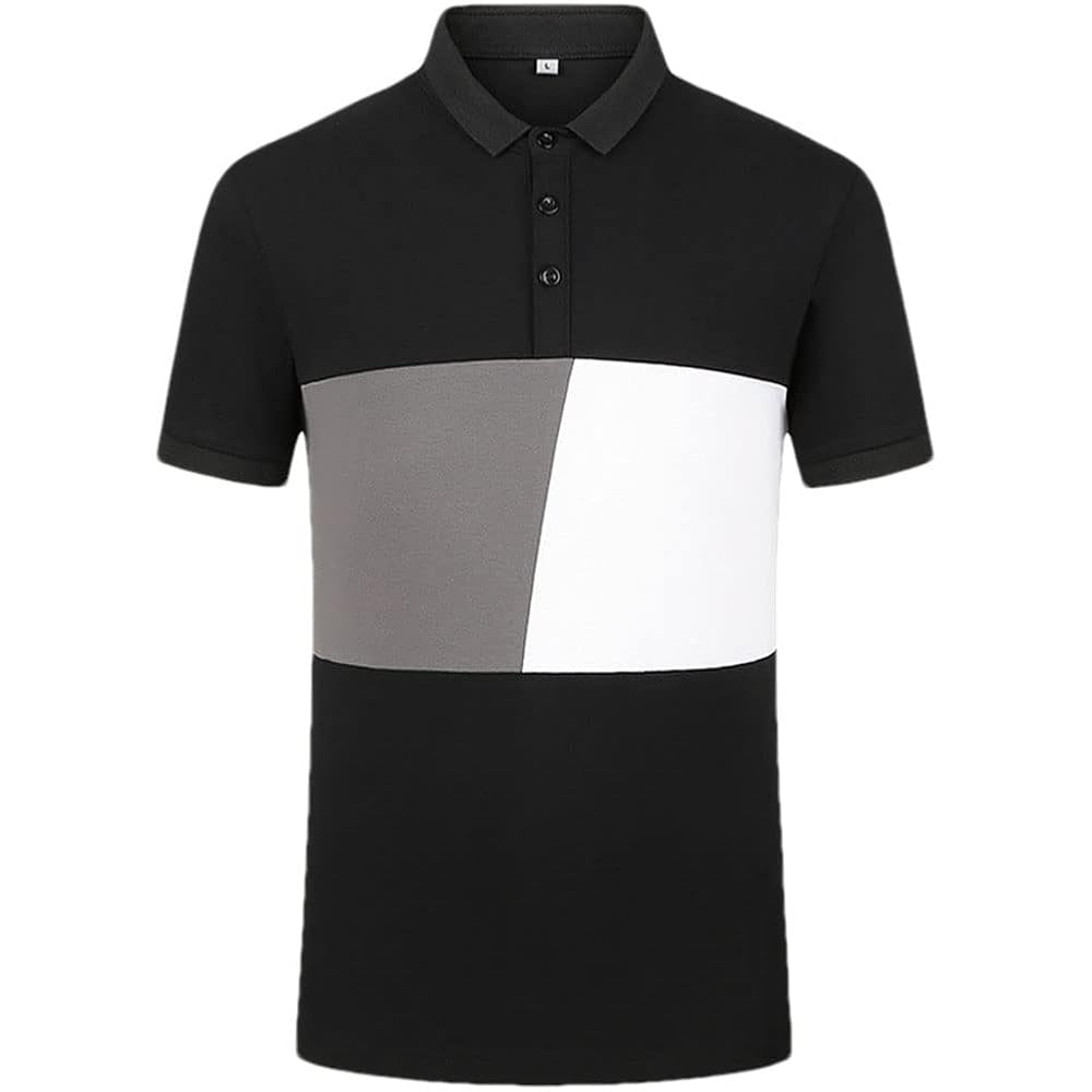 Amazon.com: Men Summer Polo Shirt Splicing Cotton Elastic