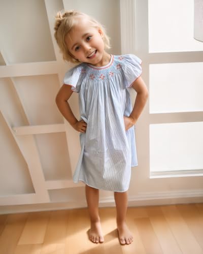 Baby Girl Smocked DressToddlers Cotton Casual Outfit Sleeveless Dresses，Sundress Princess Dress for Summer2