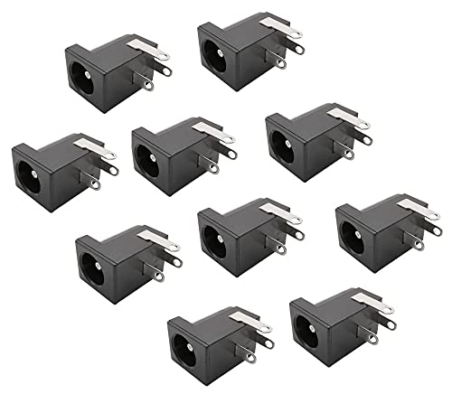 AVS COMPONENTS 12V DC Female Power Supply Jack Socket Connector with Round Panel PCB Mount (Pack of 10)