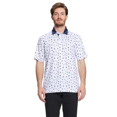 Image of Golf Shirts for Men Dry Fit Short Sleeve Print Performance Moisture Wicking Polo Shirt