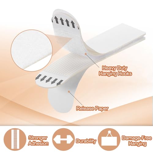 Image of PATIKIL 40-Pairs (80 Strips) Picture Hanging Strips, Heavy Duty Picture Hanging Strips Kit Removable Wall Hanging Strips Without Nails for Decorations, White 99 x 20mm