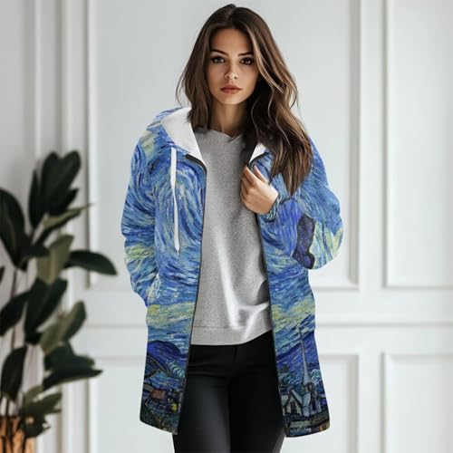 Women's Hooded Cardigan Sweaters Zipper Long Coatigan Jackets with Pockets Mid-Length Hooded Sweatshirt2