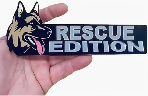 Image of Car Emblem: Dog Car Badge Laser Cutting Emblem Cool Decals Trucks German Shepherd Badge Corgi Edition Doodle Golden Retriever Vehicles Dachshund Addition Rottweiler (Rescue German Shepherd)
