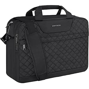 EMPSIGN Laptoptas 17 inch laptoptas voor heren en dames, waterdichte uitbreidbare business-aktetas notebooktas tablettas schoudertas zwart