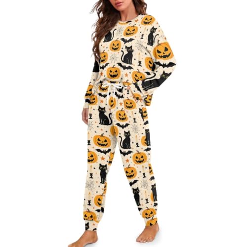 Image of Women's Pajamas Set Soft 2 Piece Loungewear Long Sleeve Pj Set Matching Sleepwear with Pockets for Women Plus Size