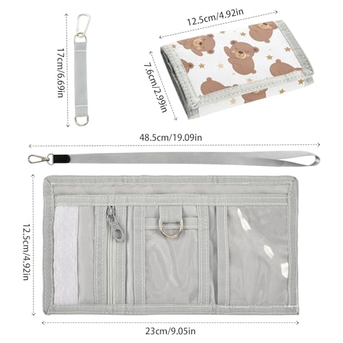 ALAZA Kids Wallets for Boys Girls Toddler Trifold Wallet Children Small Bear Star Brown with Zipper Coin Pocket3