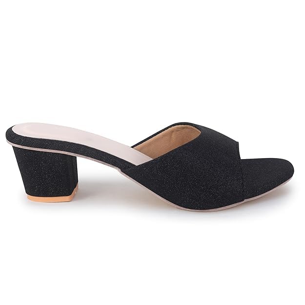 Image of Women's Block Heel Sandals - Open Toe Slip-On Dress Heels for Wedding & Party, Cushioned Comfort Insole, Stylish Synthetic Leather
