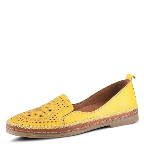 Image of Spring Step Women's Ingrid Loafers - Premium Leather Slip-On with Laser Cutout Design, Elastic Goring and Lightweight Flat Sole for Comfortable Stylish Wear