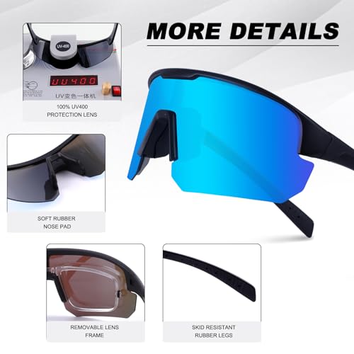 Image of BangLong Polarized Sports Sunglasses for Men Women UV400 Protection | TAC HD Lens, RX Insert Included, Lightweight Wrap-Around Design for Running Cycling Baseball Hiking