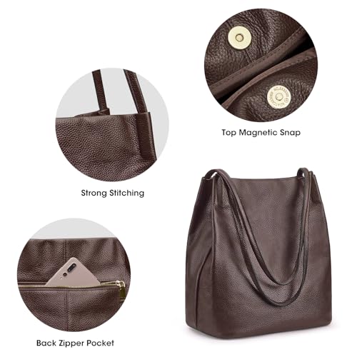 Image of Kattee Women Soft Genuine Leather Totes Shoulder Bag Purses and Handbags with Top Magnetic Snap Closure
