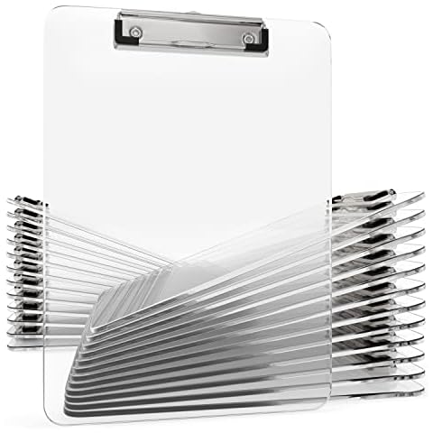 Transparent Plastic Clipboards Bulk with Low Profile Metal Clip Board Cover