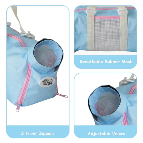 Image of Cinf Cat Nail Clipping Cleaning Grooming Restraint Bag （Free Muzzle） No Scratching Biting for Bathing Nail Trimming Injecting Examining((Sky Blue Blush,M)