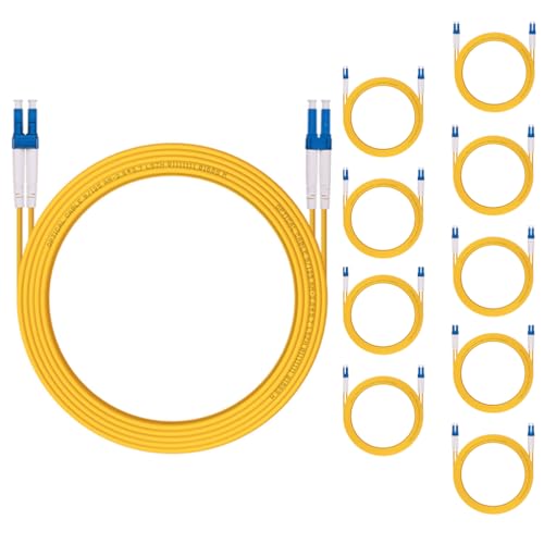 Image of 10 Pack OS2 LC to LC Fiber Patch Cable, 3m Single Mode SFP Fiber Jumper, Duplex LC-LC 9 /125um, LSZH, 9.8ft, for 1G /10G SMF SFP Transceiver, Router, Networks and More, Available 0.2m - 100m