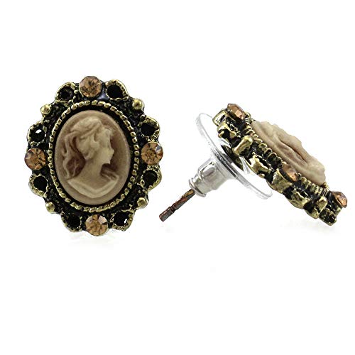 Small Brown Cameo Stud Post Earrings Fashion Jewelry For Women #TOP3