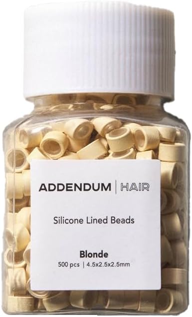 Premium Silicone Beads for Hair Extensions, Lined Beads, 500pcs count, 4.5mm (Blonde)