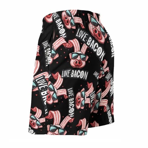 Funny Bacon I Love Bacon Men's Swim Trunks Quick Dry Beach Shorts Board Shorts Bathing Suits with Pockets4