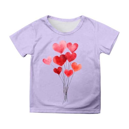 Kids Girls Trendy Graphic Tops Short Sleeve Summer Gym Loose Fit Tee Shirts Cute Valentines Day Casual 2025 Colorful