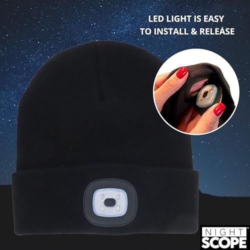 Image of Classic Rechargeable LED Warm Knit Beanie Head Light Hat Headlamp for Outdoor Activities