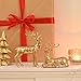 AOMOONOA 2Pcs Resin Reindeer Figurines for Christmas Decor Gold Tabletop Reindeer Statues Small Decorative Deer Figurines for Indoor Christmas Tabletop Mantle Decorations
