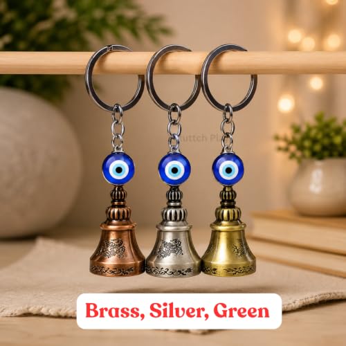 Image of Guardian Bell Keychain Pack of 3 for Bike & Car with Evil Eye Charm (Bells (Any 3))