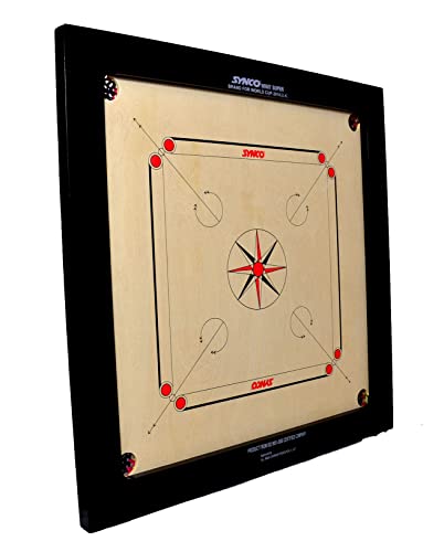 Image of Synco Tournament Full Size Carrom Board with Wooden Coins and Professional Striker 15g (Winit Super 8mm)