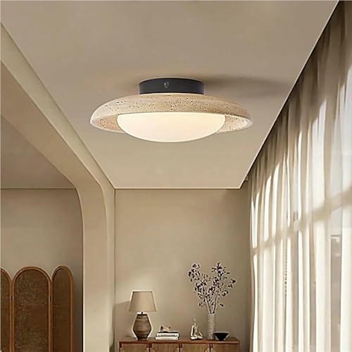 WLHAZMWY Ceiling Lamp Nordic Yellow Travertine Ceiling Light, Natural Stone